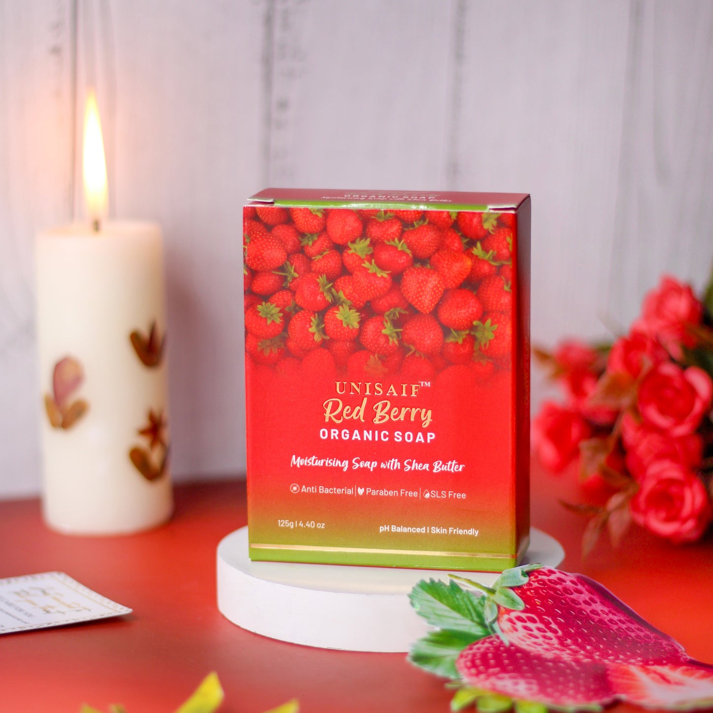 Red Berry Strawberry Organic Soap 125g each (Pack of 2)