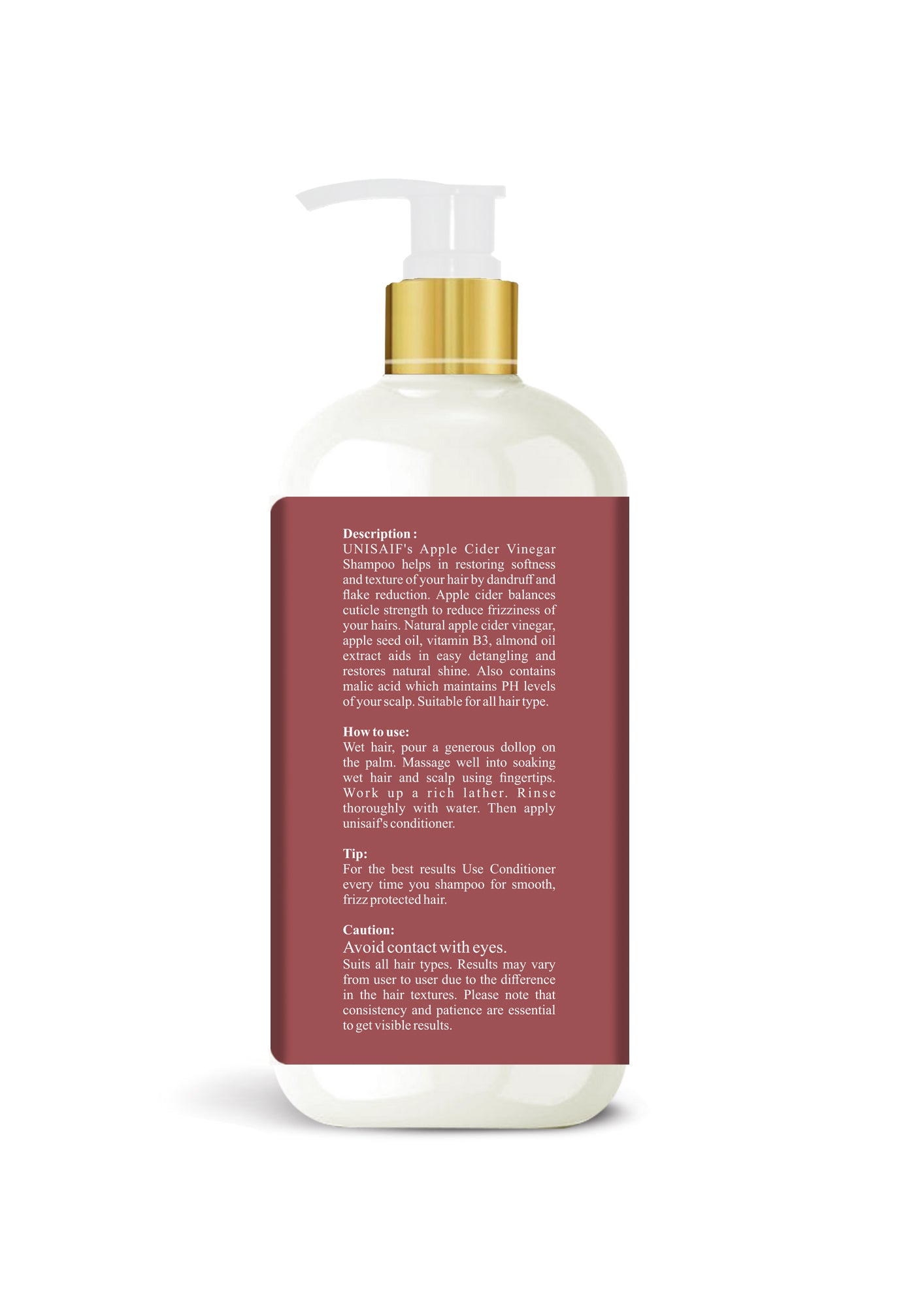 Apple Cider Vinegar Organic Shampoo (300ml) Anti-Dandruff |Smoothening | Silkyness| Natural Shine | NO SULPHATE
