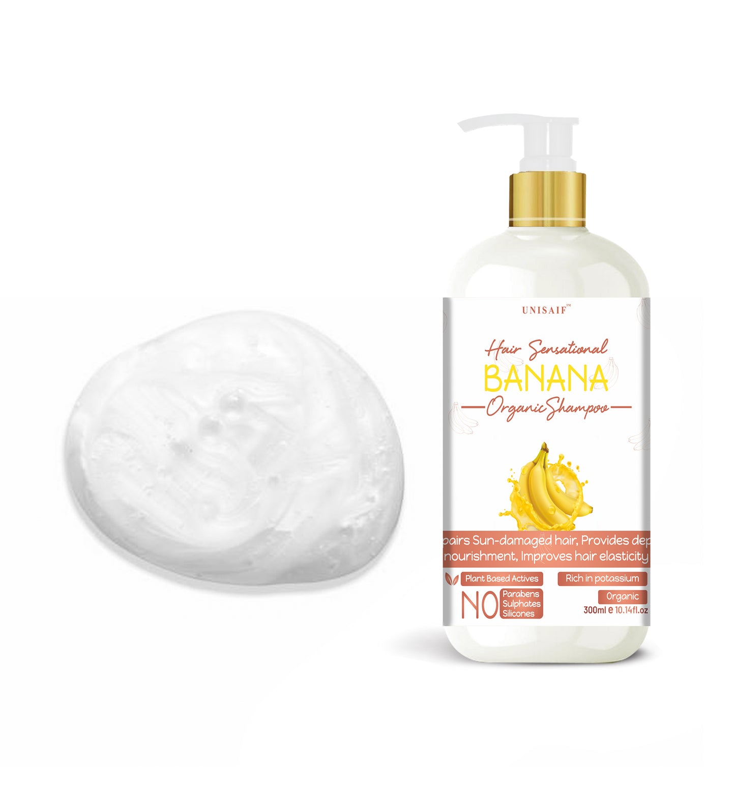 Banana Organic Shampoo (300ml) | Repairs Damage| Nourishment| Improves Hair Elasticity| NO SULPHATE