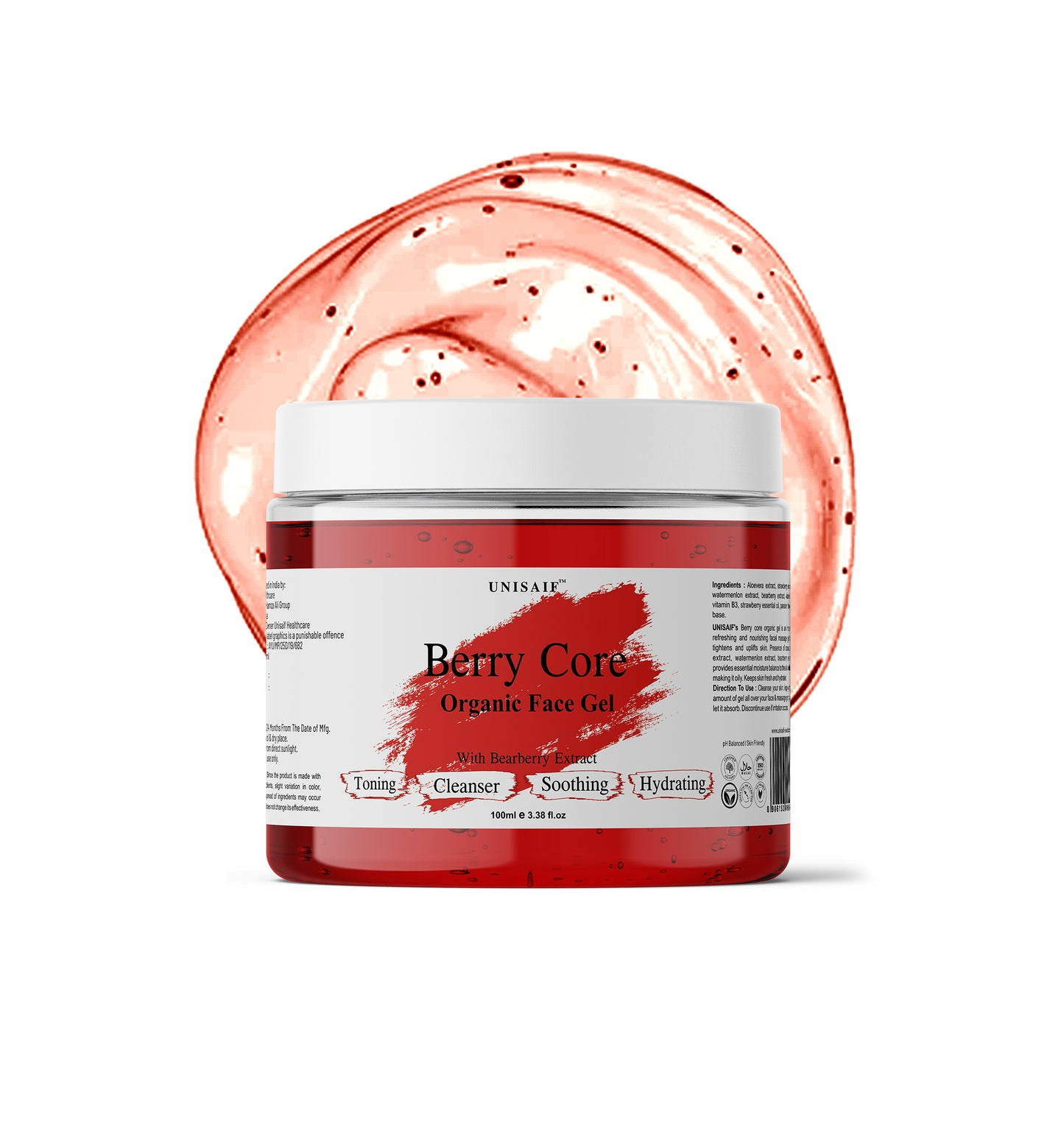 Berry Core Organic Facial Gel (100g) With Bearberry Extracts | Skin Toning| Cleansing| Soothing| Hydration| NO PARABEN
