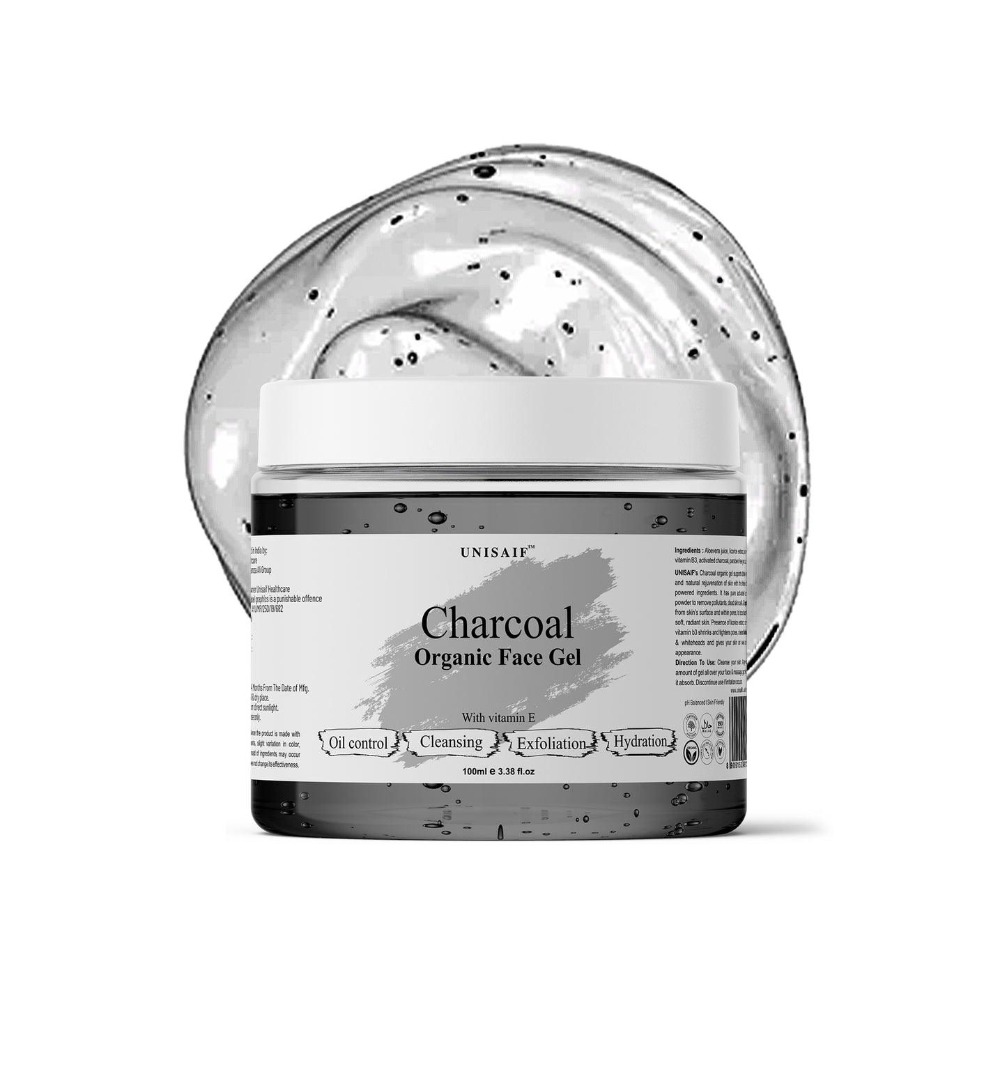 Charcoal Organic Facial Gel (100g) | Oil Control| Cleansing| Exfoliation| Hydration| NO PARABEN