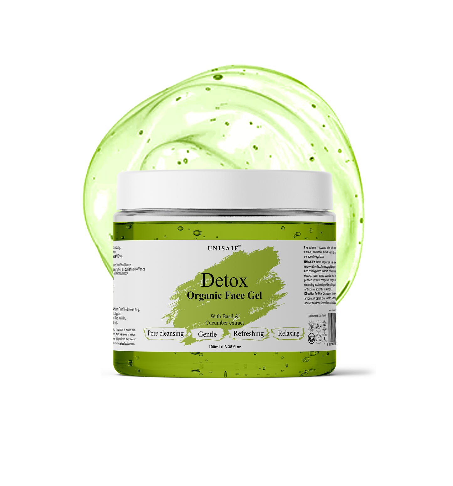 Detox Organic Facial Gel (100g) With Basil Extract |Pore Cleansing| Gentle| Refreshing| Relaxing| NO PARABEN
