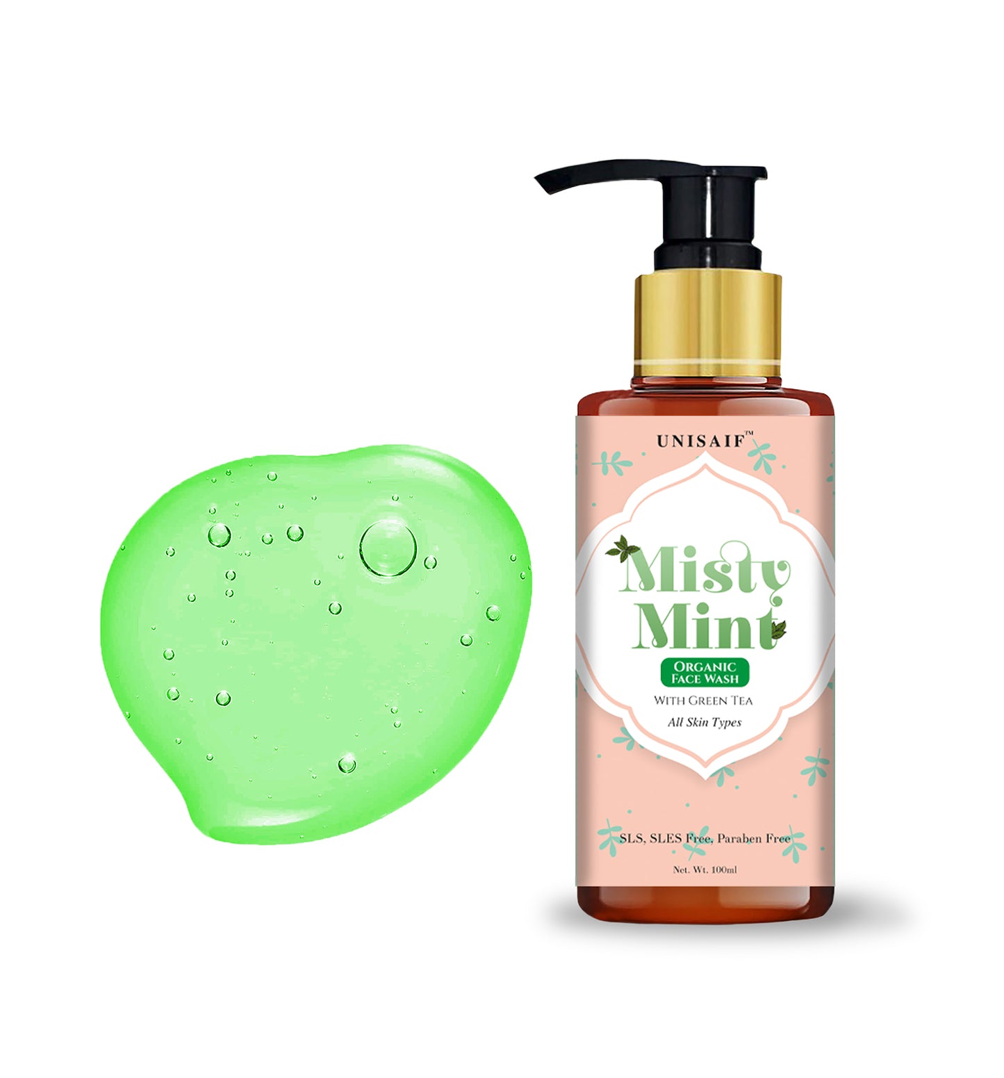 Misty Mint Green Tea Organic Facewash (100ml) With Green Tea Extract | Acne Prevention| Detox| Skin Purification