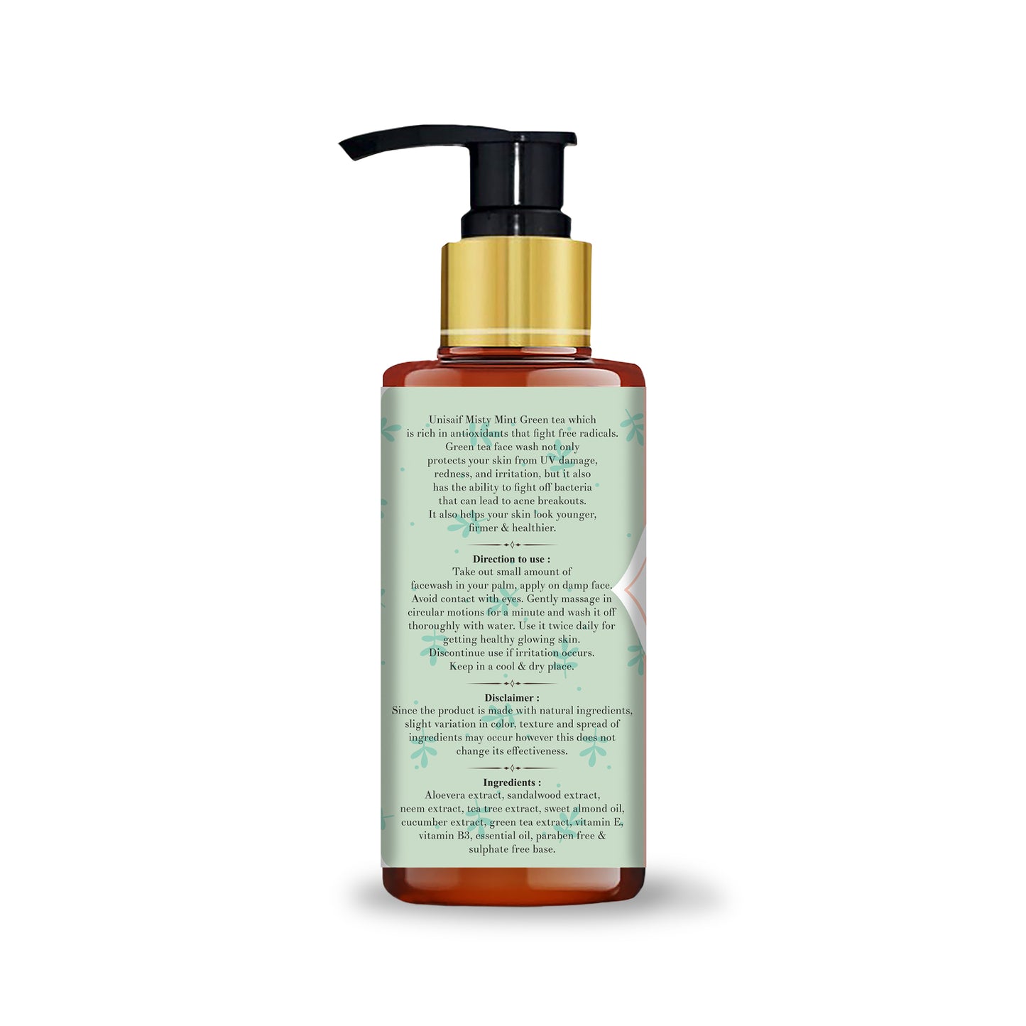 Misty Mint Green Tea Organic Facewash (100ml) With Green Tea Extract | Acne Prevention| Detox| Skin Purification
