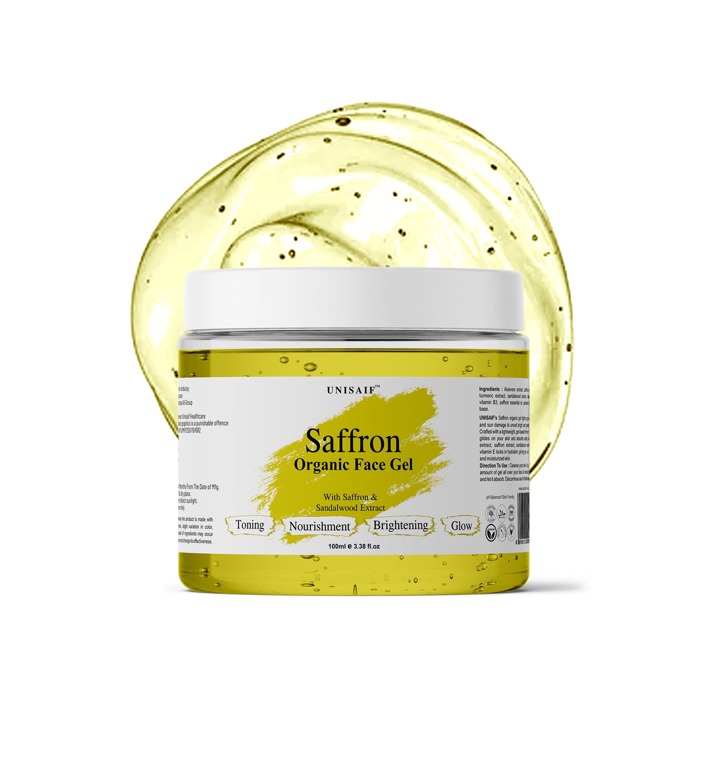 Saffron Organic Facial Gel (100g) With Sandalwood Extract |Skin Toning| Nourishment| Brightening| Glow| NO PARABEN