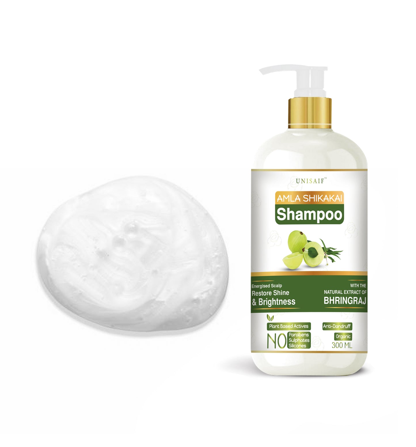 Amla Shikakai Organic Shampoo (300ml) With Natural Extract Of Brahmi & Bhringraj | Restores Shine & Texture| Hair growth| NO SULPHATE