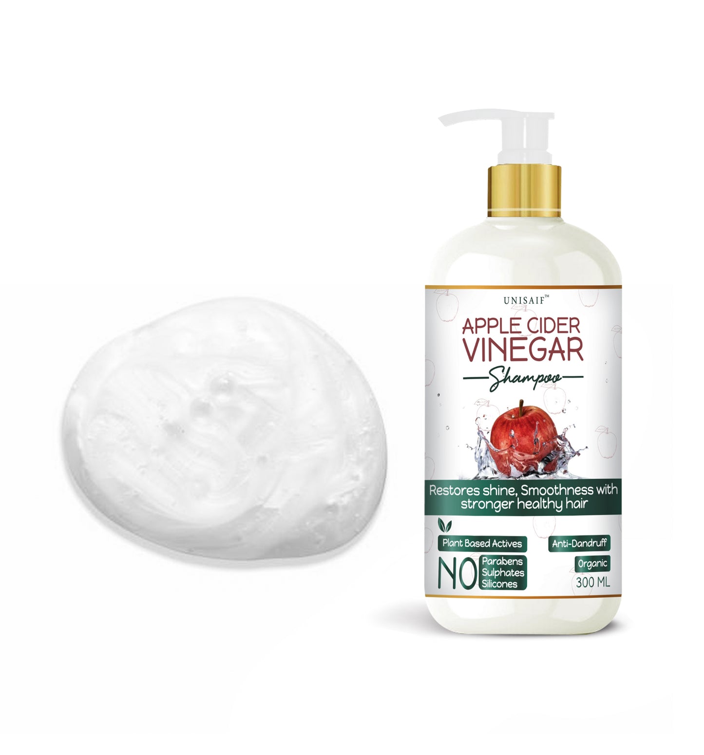 Apple Cider Vinegar Organic Shampoo (300ml) Anti-Dandruff |Smoothening | Silkyness| Natural Shine | NO SULPHATE