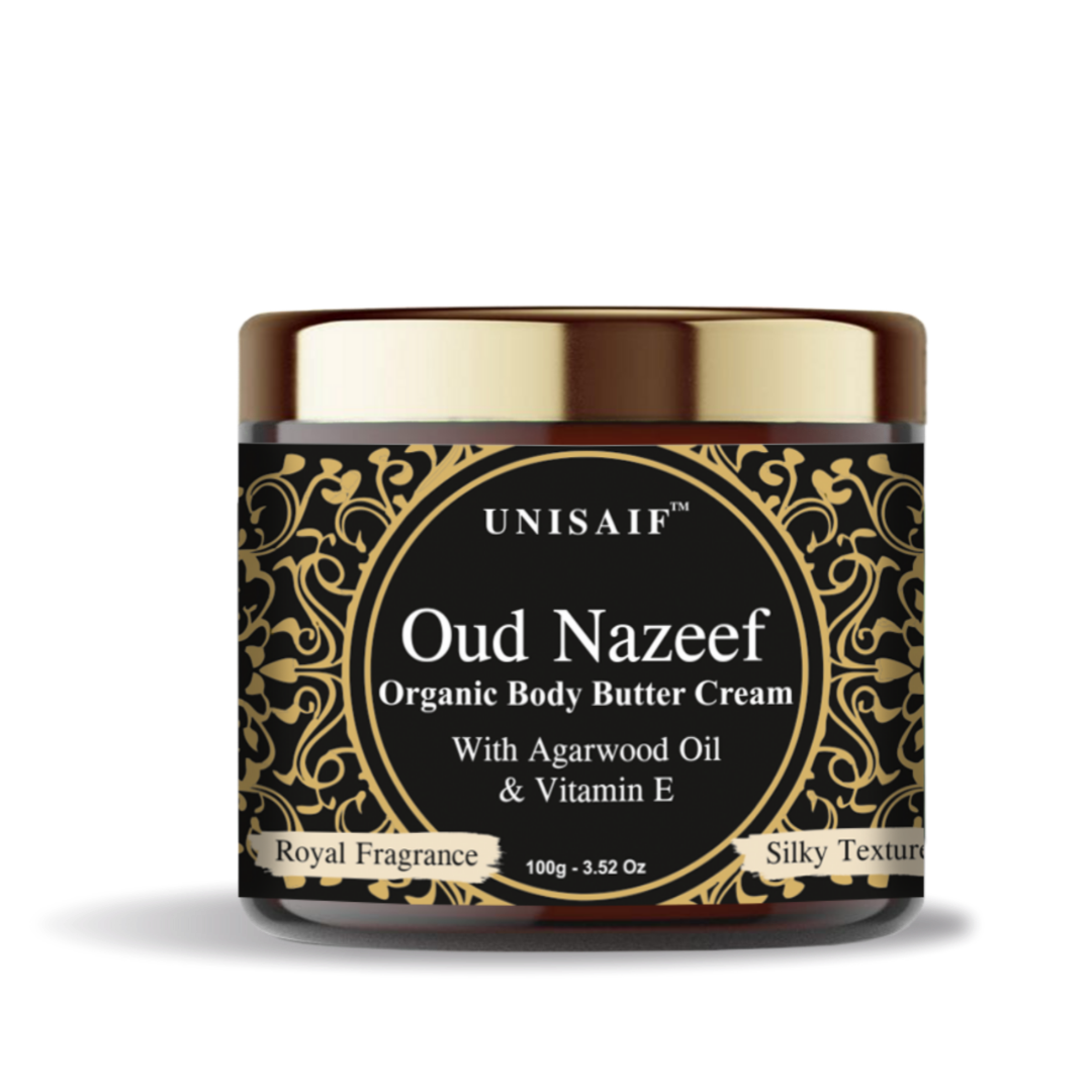 Oud Nazeef Organic Body Butter Cream (100g) With Agarwood Oil |Skin Dryness| Moisturization| Soothing Effect