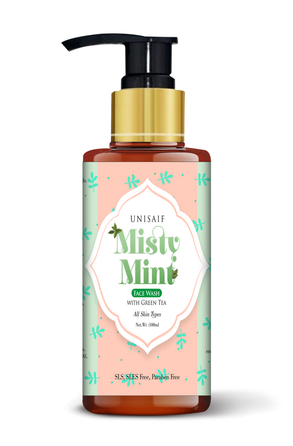 Misty Mint Green Tea Organic Facewash (100ml) With Green Tea Extract | Acne Prevention| Detox| Skin Purification