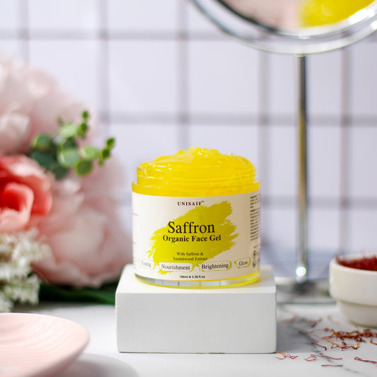 Saffron Organic Facial Gel (100 ml) With Sandalwood Extract |Skin Toning| Nourishment| Brightening| Glow| NO PARABEN