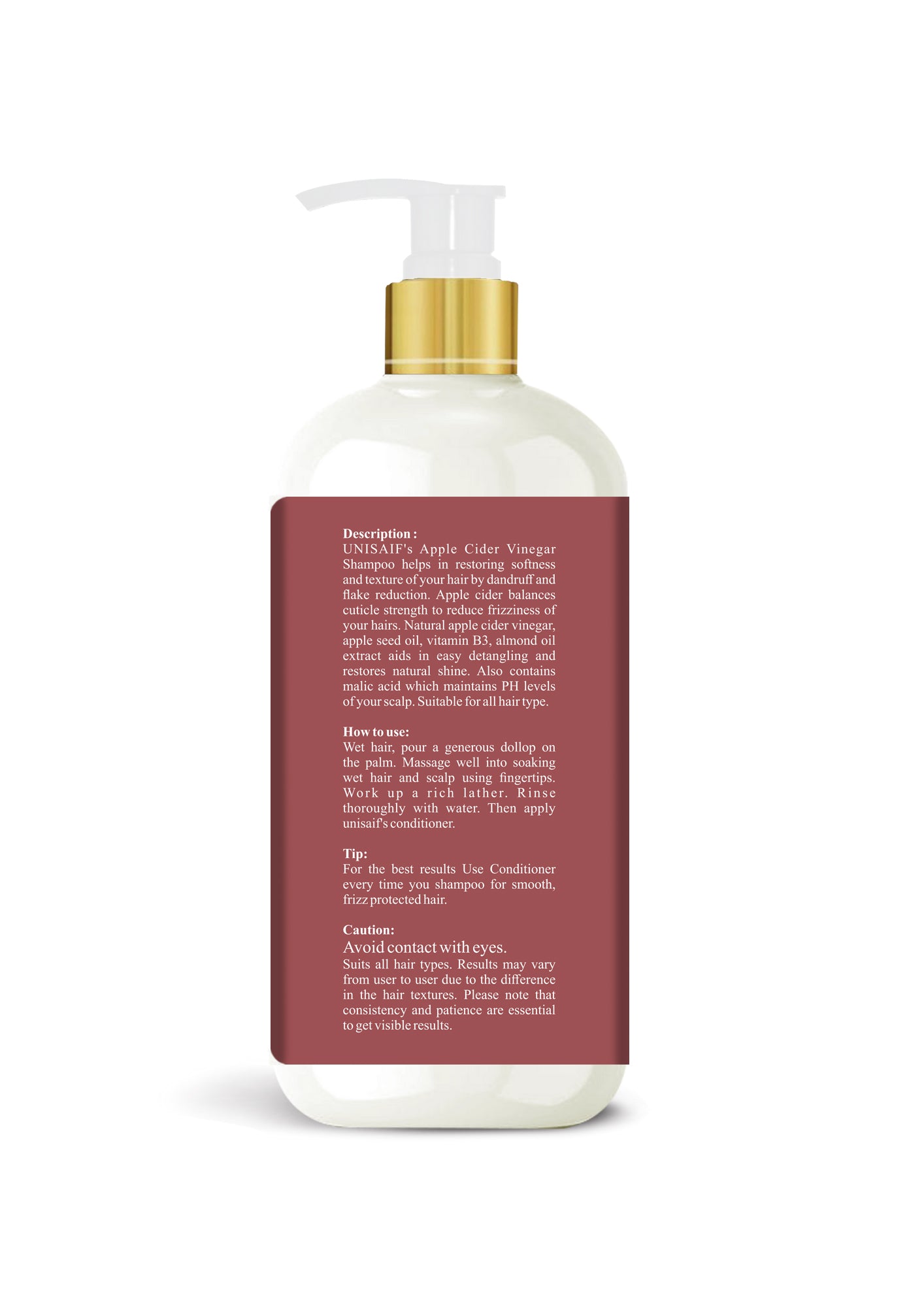 Apple Cider Vinegar Organic Shampoo (300ml) Anti-Dandruff |Smoothening | Silkyness| Natural Shine | NO SULPHATE