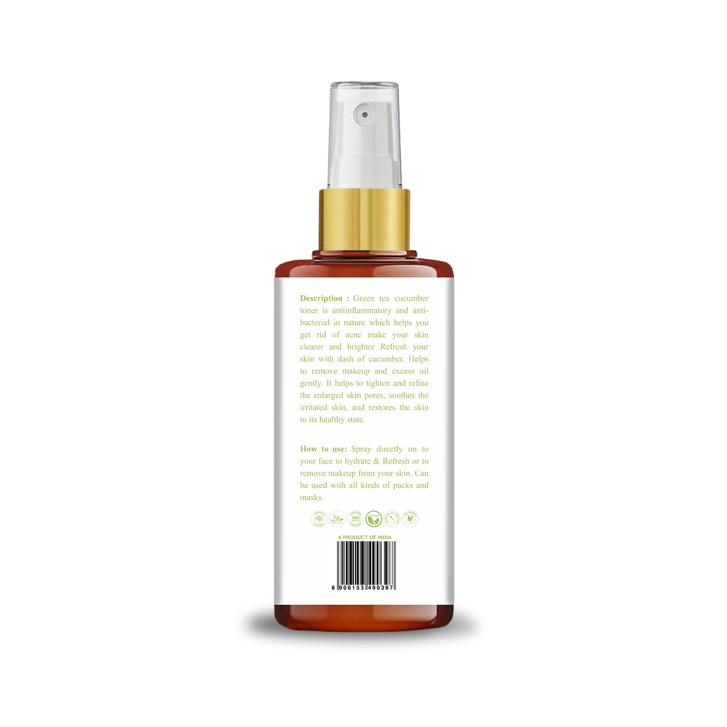 Green Tea & Cucumber Toner (100ml) With Green Tea Extract |Soothing | Unclog Pores| Hydration