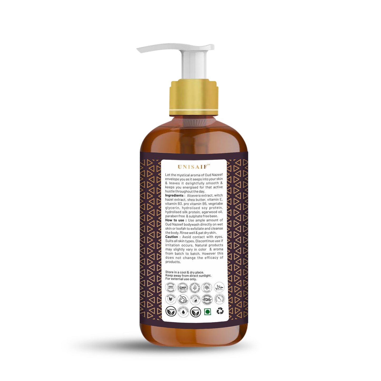 Oud Nazeef Arabian Luxury Organic Body wash (300 ml) | Sulphate & Paraben Free| Skin Friendly| Nourishing