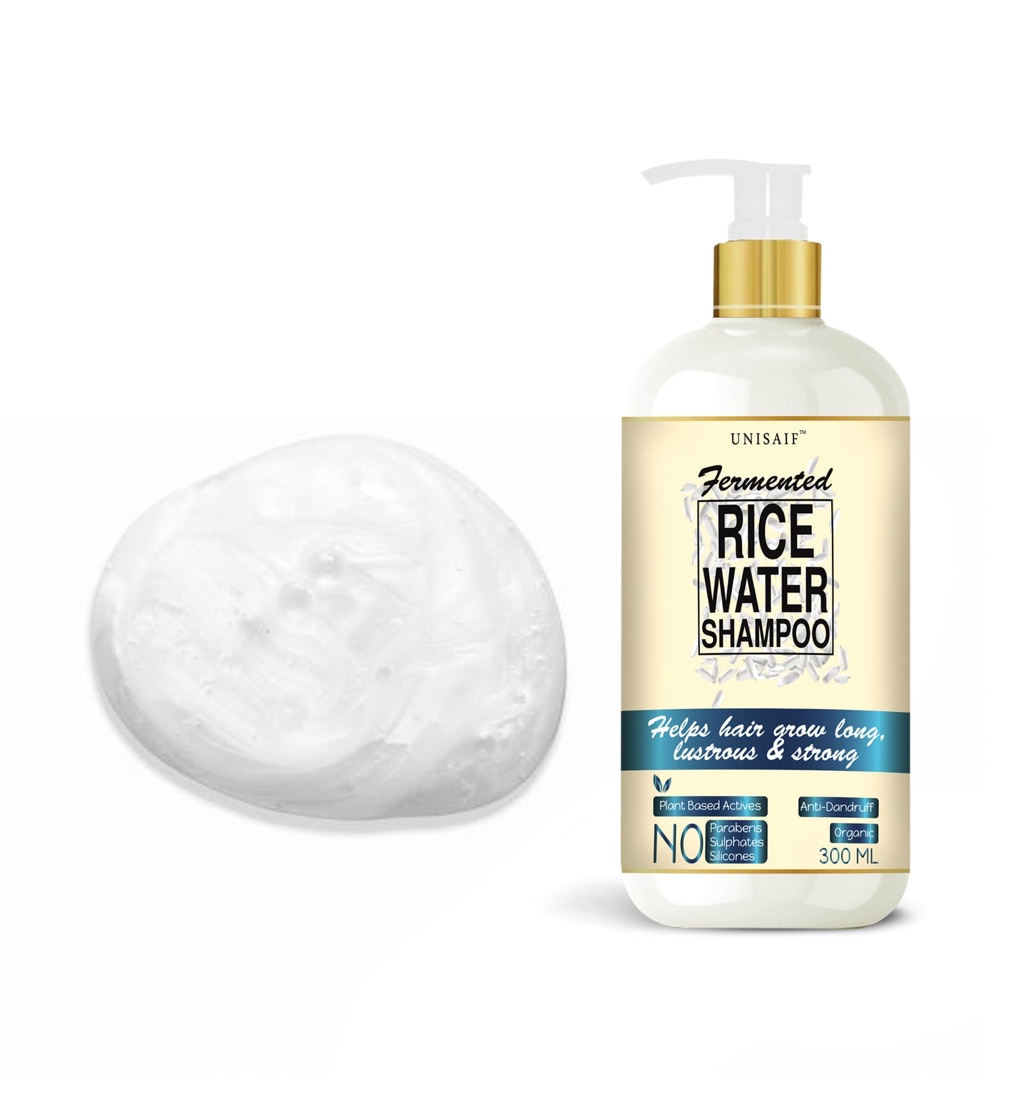 Fermented Rice Water Organic Shampoo (300ml) For Frizzy Hair| Increase Volume & Shine | Silky Texture| NO SULPHATE