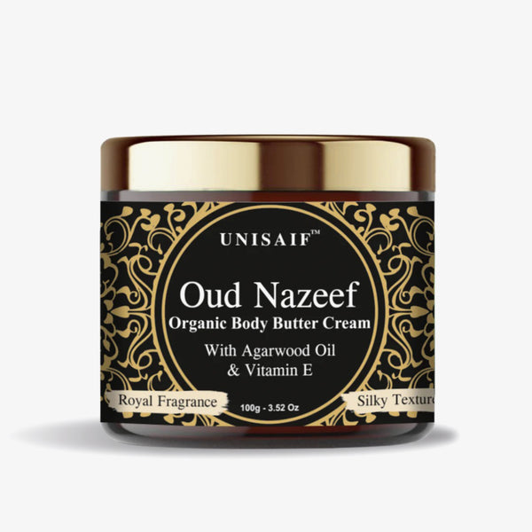 Oud Nazeef Organic Body Butter Cream (100g) With Agarwood Oil |Skin Dryness| Moisturization| Soothing Effect