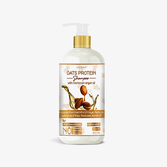 Oats Protein Organic Shampoo (300ml) With Moroccan Argan Oil |Split Ends & Frizz Control | Strengthening | Damage Repair | NO SULPHATE