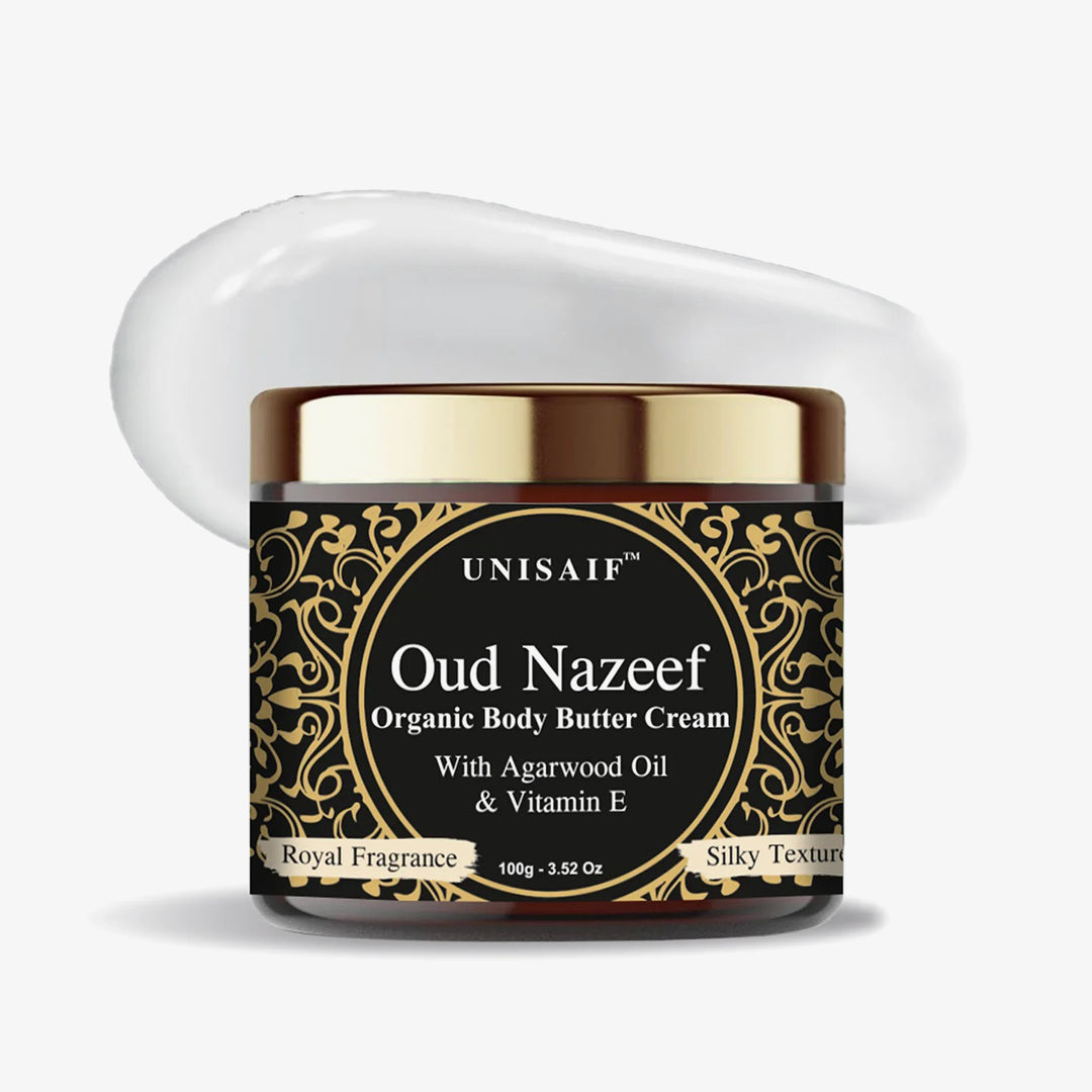 Oud Nazeef Organic Body Butter Cream (100g) With Agarwood Oil |Skin Dryness| Moisturization| Soothing Effect