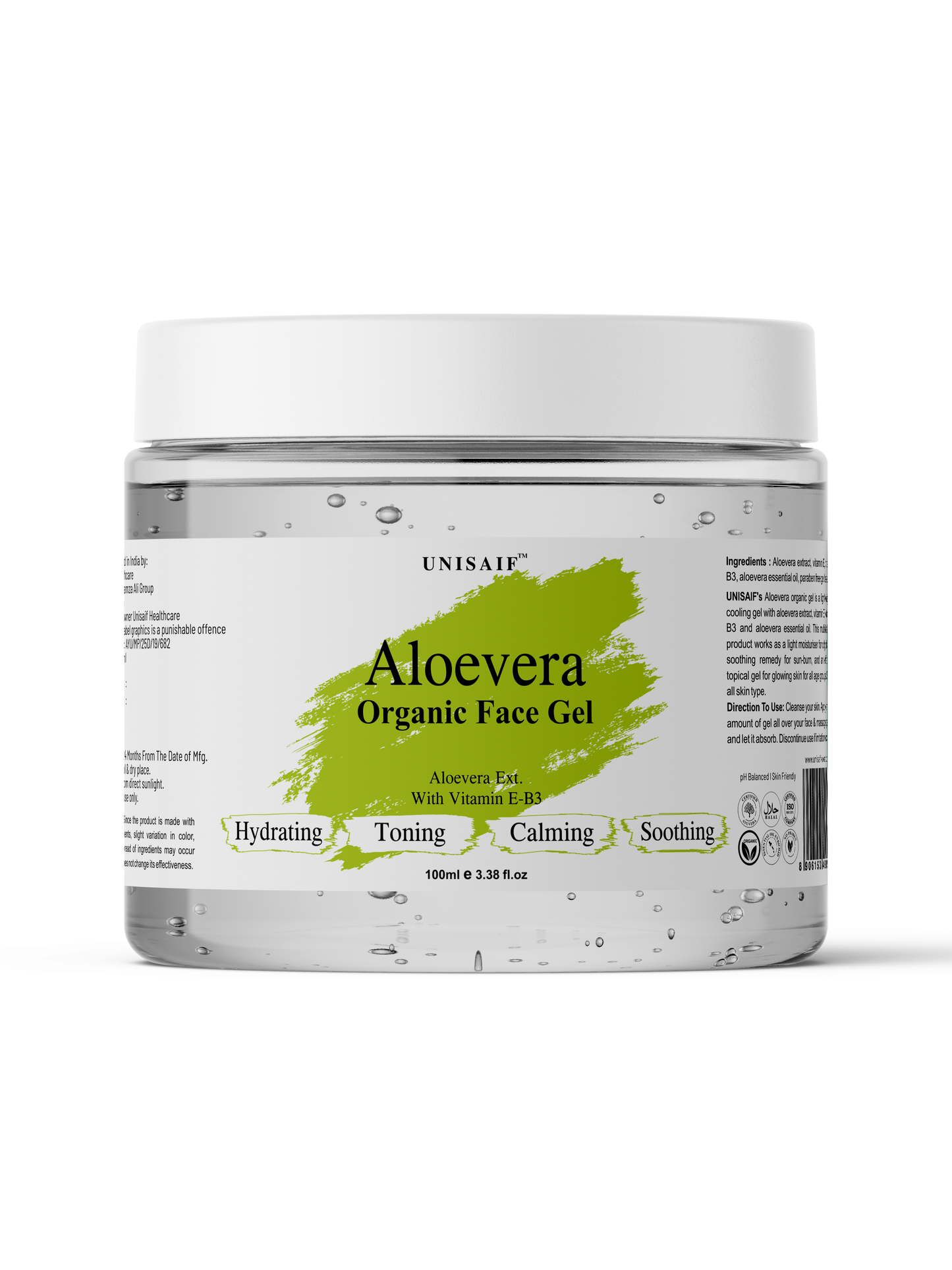 Aloevera Organic Facial Gel (100 ml) |Hydrating| Acne Prevention| Calming| Soothing| NO PARABEN