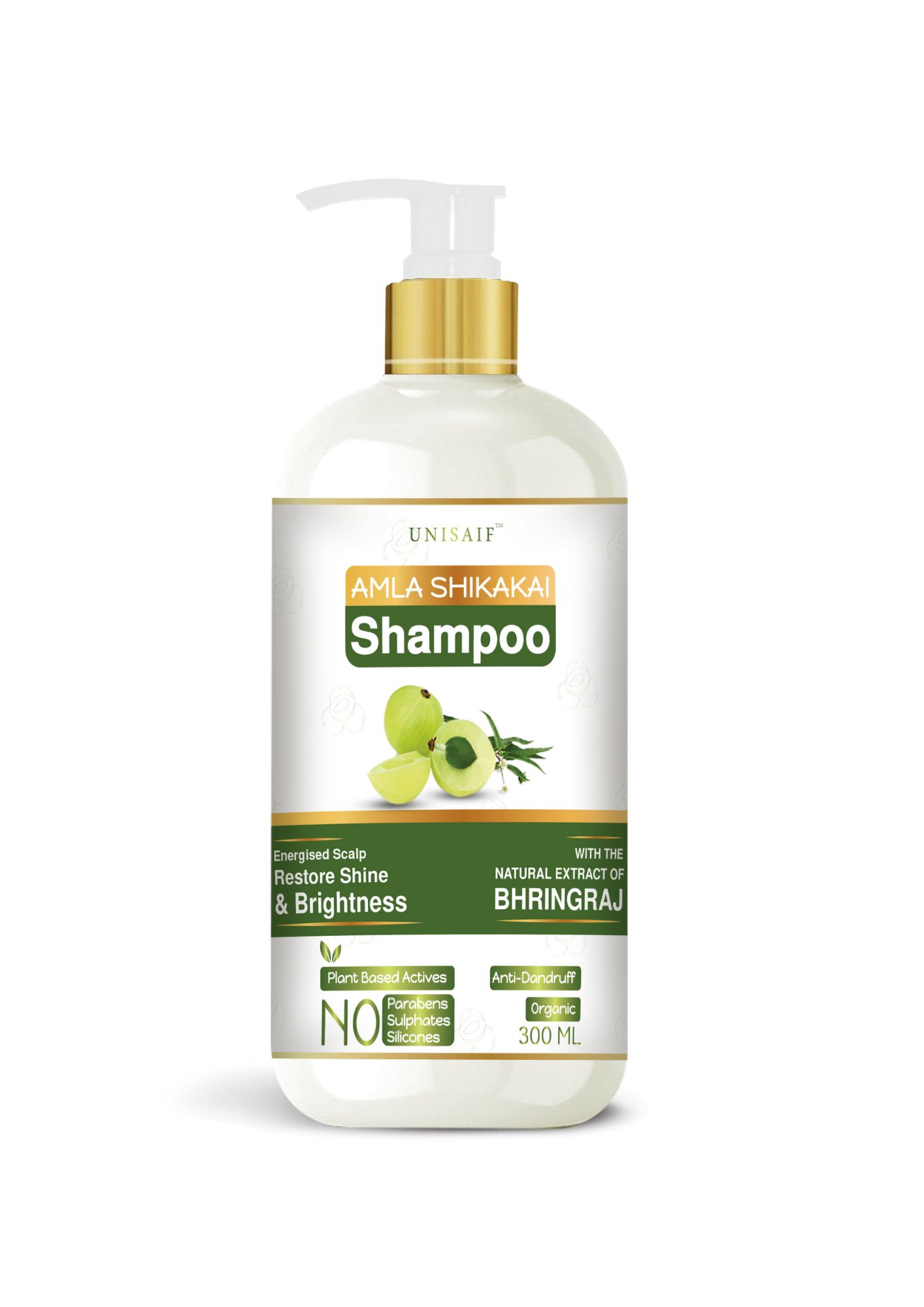Amla Shikakai Organic Shampoo (300ml) With Natural Extract Of Brahmi & Bhringraj | Restores Shine & Texture| Hair growth| NO SULPHATE