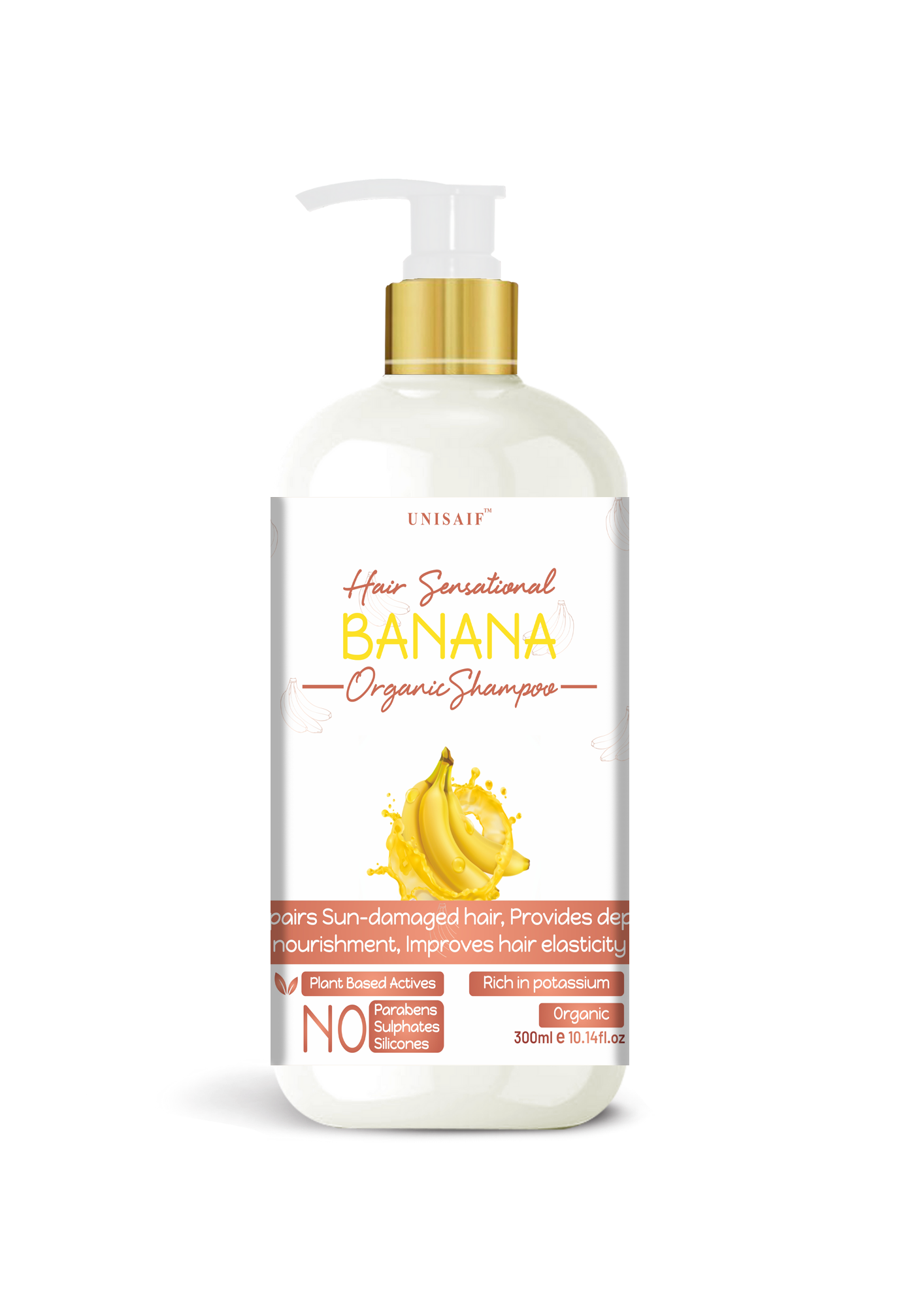 Banana Organic Shampoo (300ml) | Repairs Damage| Nourishment| Improves Hair Elasticity| NO SULPHATE