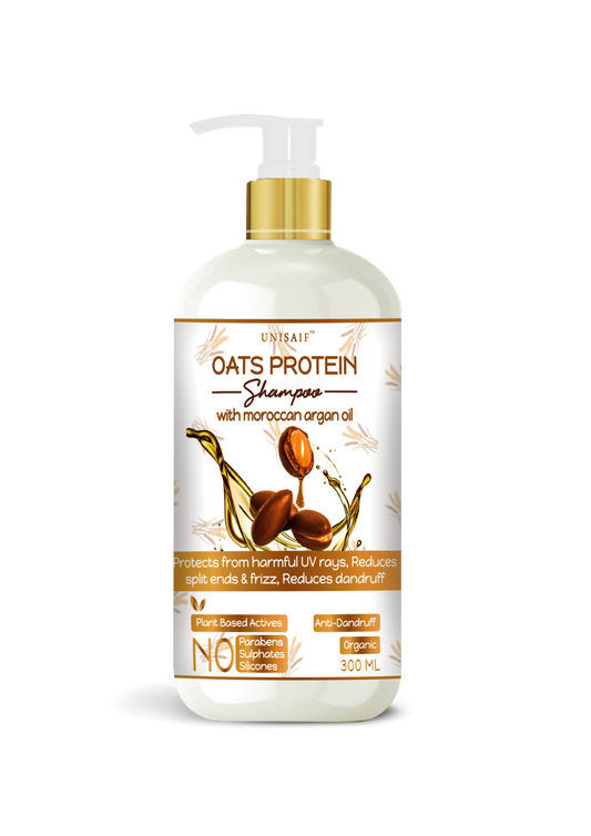 Oats Protein Organic Shampoo (300ml) With Moroccan Argan Oil |Split Ends & Frizz Control | Strengthening | Damage Repair | NO SULPHATE