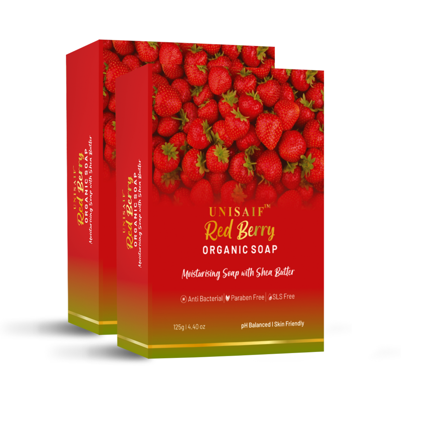 Red Berry Strawberry Organic Soap 125g each (Pack of 2)