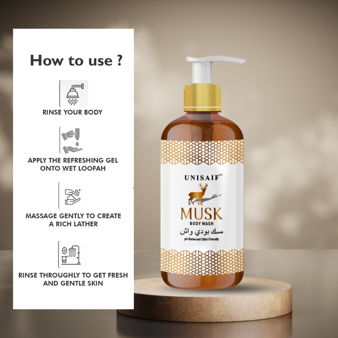 Musk Arabian Luxury Organic Body wash (300ml) | Sulphate & Paraben Free| Skin Friendly| Nourishing