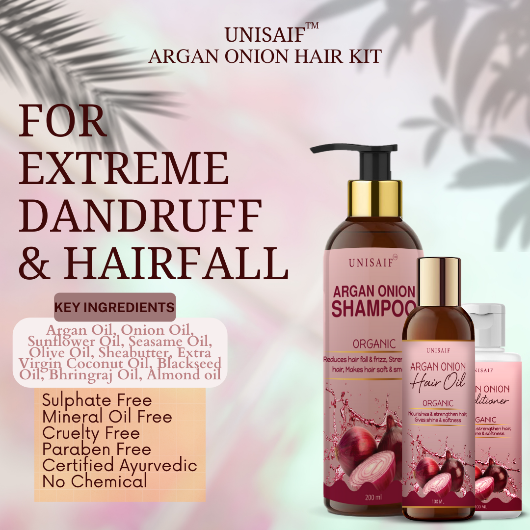 Argan Onion Organic Shampoo (200ml) For Extreme Hair Fall & Dandruff | Reduces Hair loss| Improves Shine| NO SULPHATE